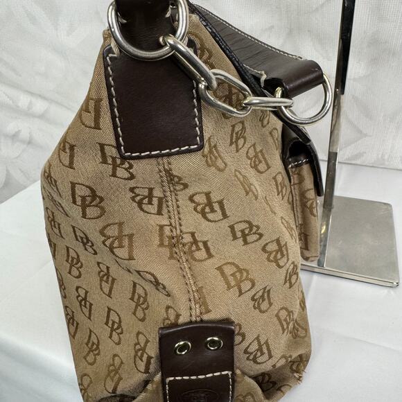 Dooney & Bourke Monogram Logo Double Pockets Canvas Leather Satchel Bag - Picture 7 of 16